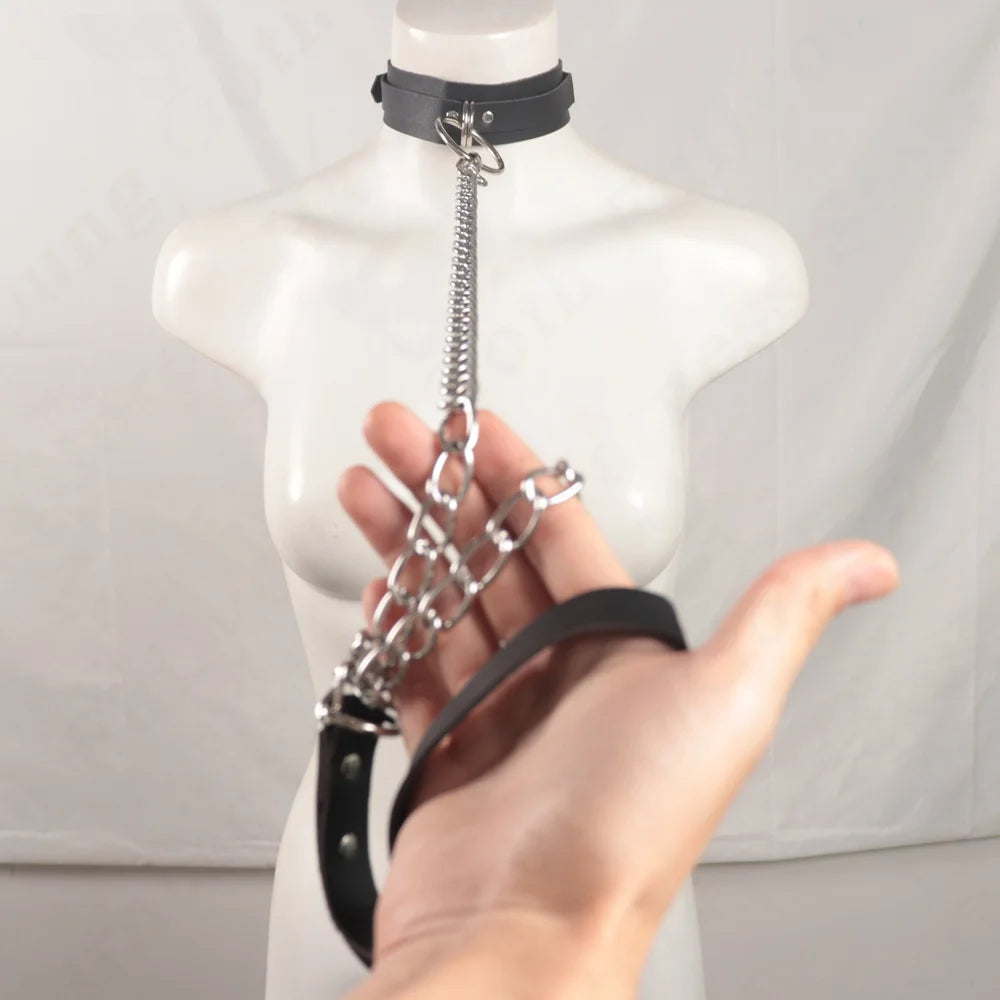 Command Desire: Leather Choker & Chain