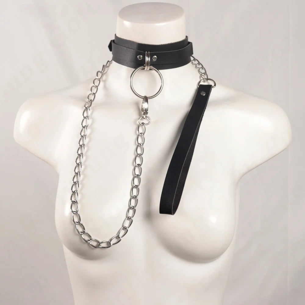 Command Desire: Leather Choker & Chain