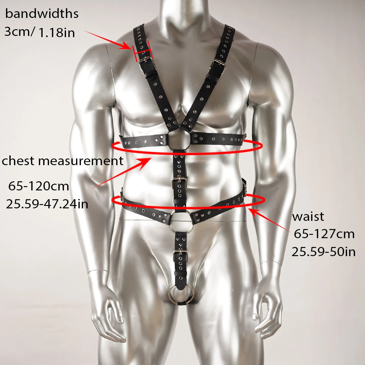 Command Attention: Men's Leather Full Body Harness