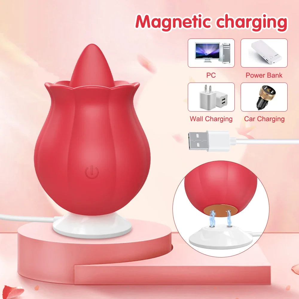 🌹 Rose Tongue Vibrator